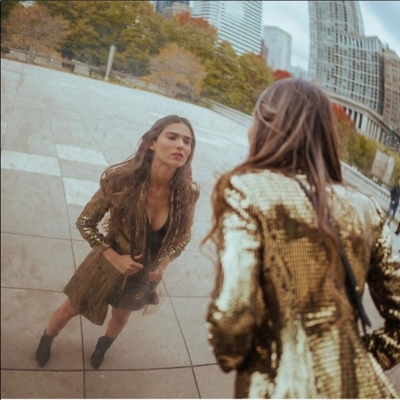 NWT Zara Gold Blazer Dress - Picture 4 of 8